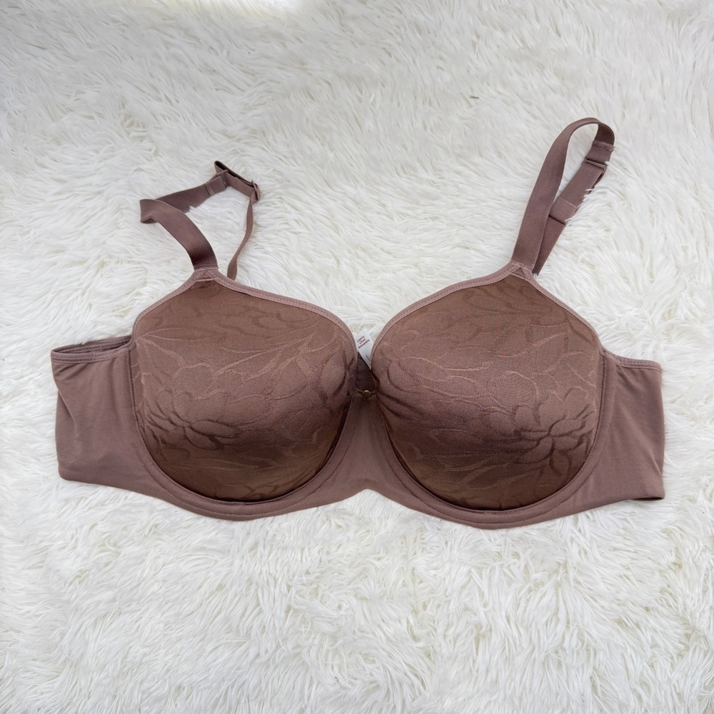 Cacique Lightly‎ Lined Balconette Bra Women's Size 44D Brown Floral